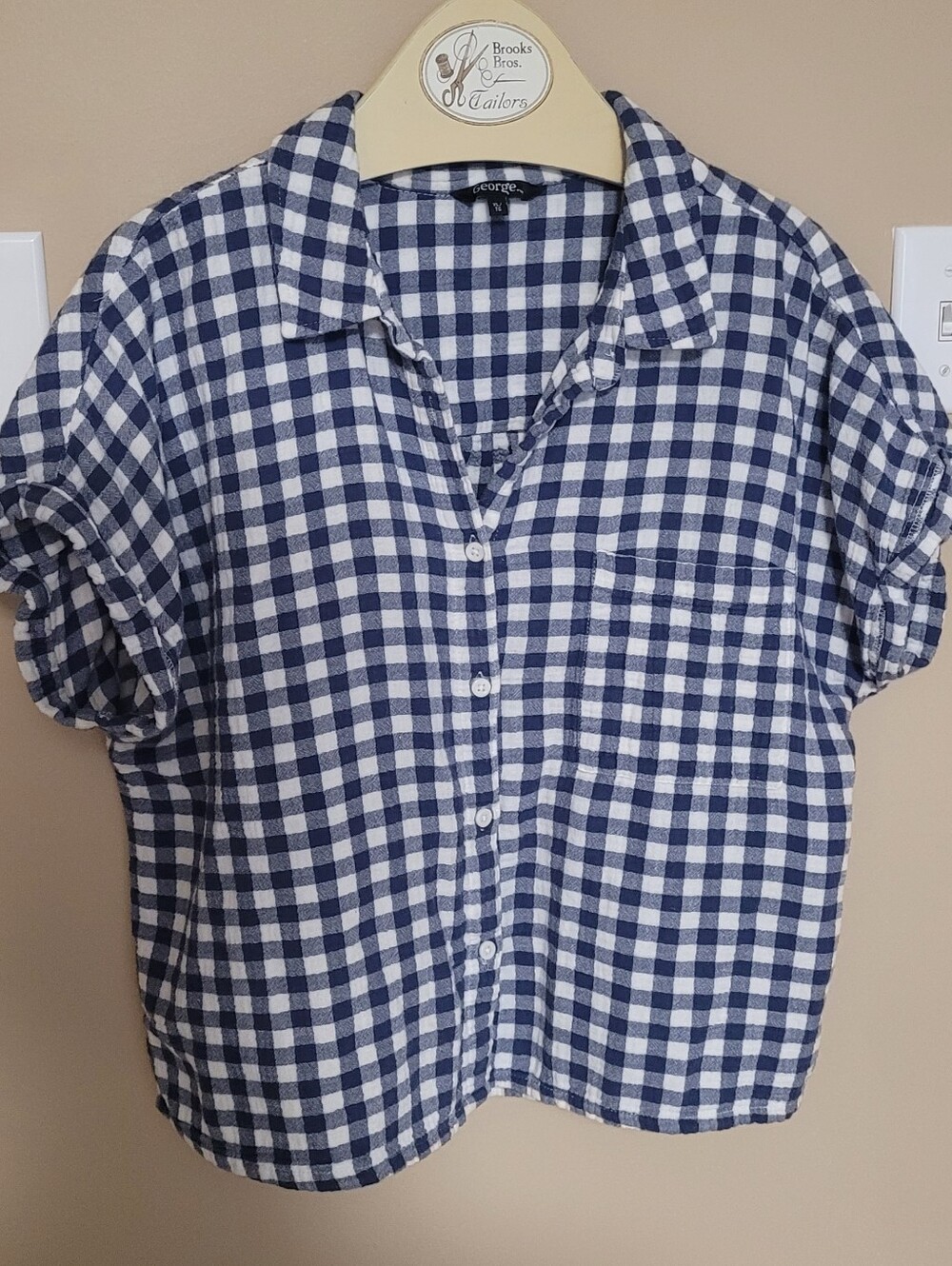 💜2 for $10💜 Bundle and save Navy and White Gingham Shirt